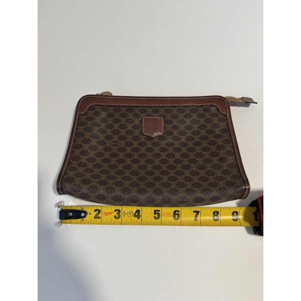 CELINE Triomphe Macadam Leather Clutch Cosmetics Travel Bag Italy Authentic - Picture 16 of 16